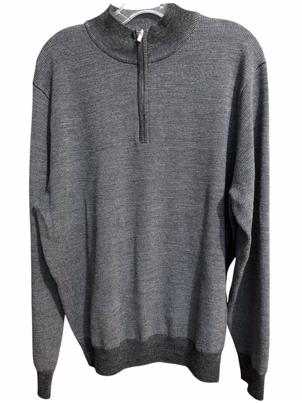 Peter Millar Men’s 100% Merino Wool 1/4 Zip Pullover Sweater Black Gray Large